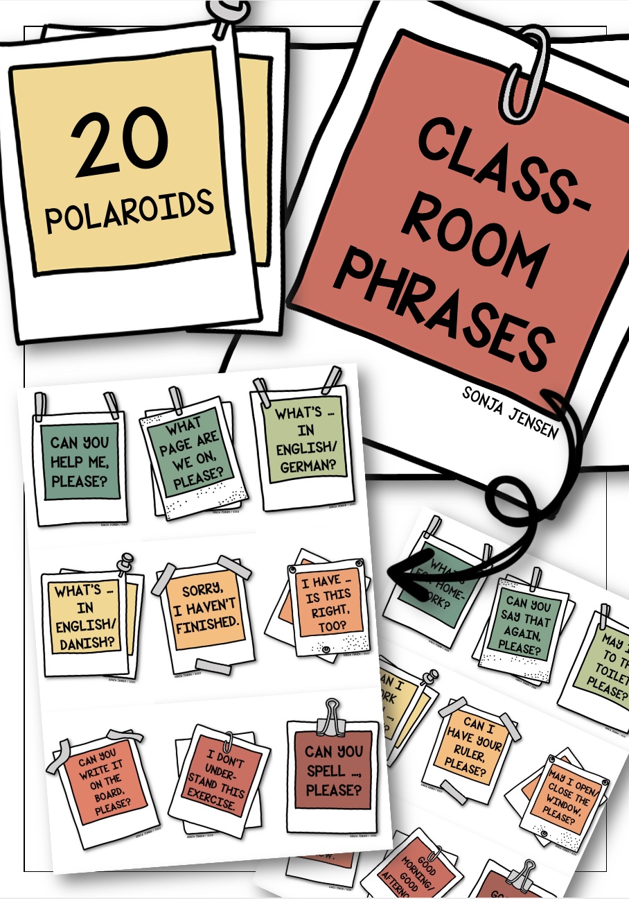 20 Classroom Phrases (Polaroids) | Engelsk | English ...
